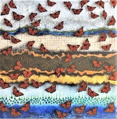 Pittura astratta a tecnica mista, "She Follows The Sun" (Lei segue il sole)