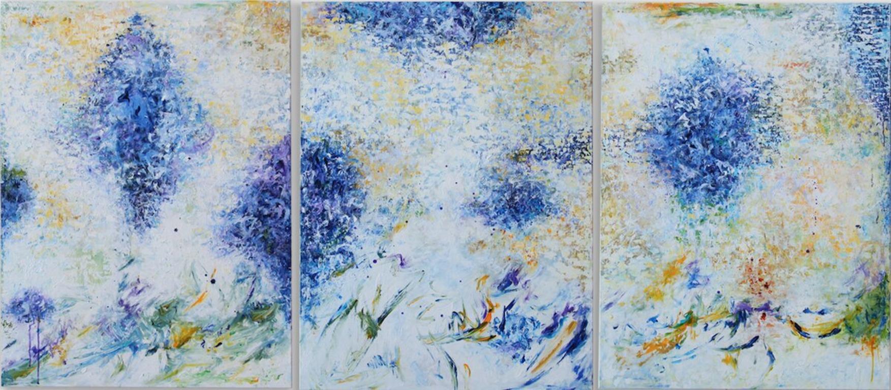Kathleen Kane-Murrell  Abstract Painting – Großes Triptychon Abstraktes expressionistisches Gemälde, „We Three (Triptychon)“, 2022