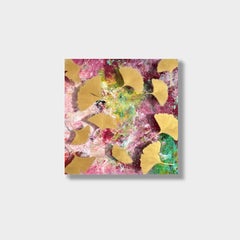 Petite peinture abstraite colorée en techniques mixtes, « Remember novembre » 2023