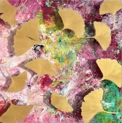 Pequeño cuadro abstracto de colores en técnica mixta, "Recuerda noviembre" 2023