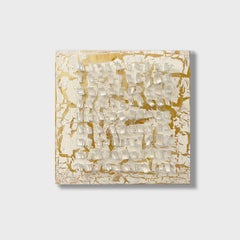 Piccolo quadro astratto bianco a tecnica mista, "Summer Nights" 2022