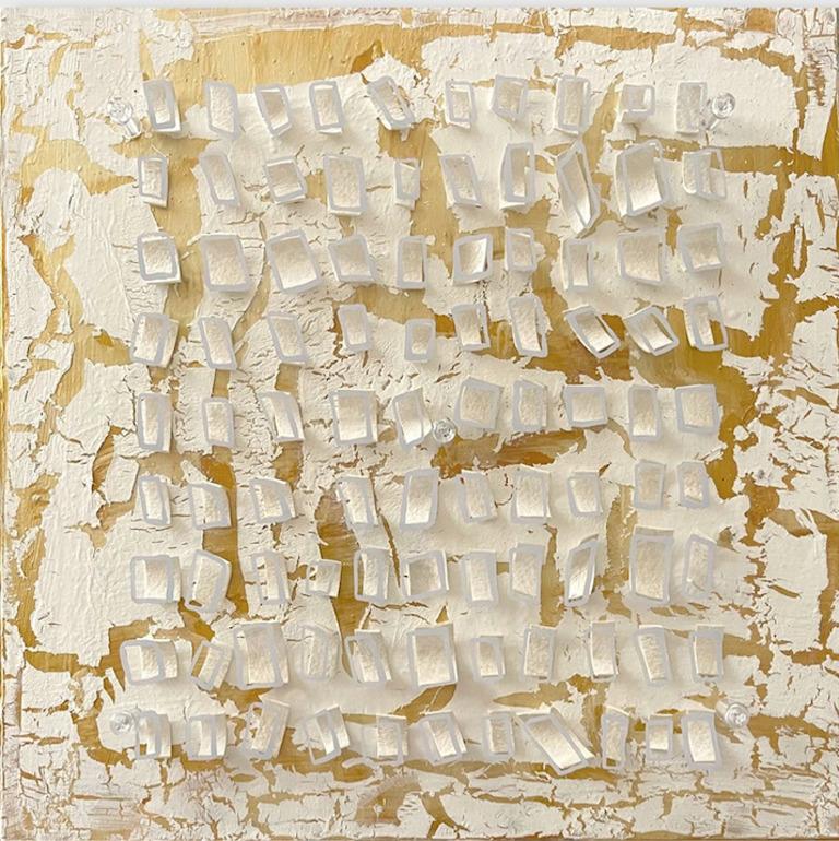 Kathleen Kane-Murrell  Abstract Painting – Abstraktes Gemälde in Mischtechnik, „Sommernachten“, weiß, 2022