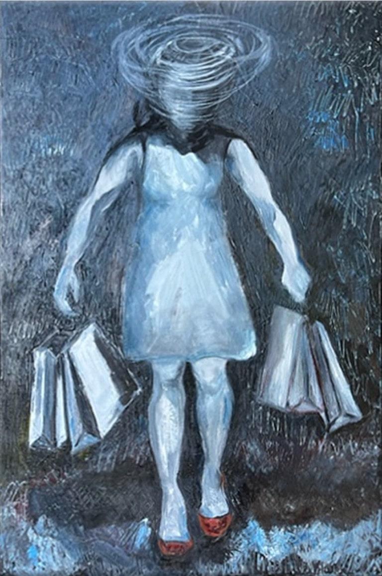 Figurative Painting de Kathleen Kane-Murrell  - Pintura figurativa surrealista, "Terapia"