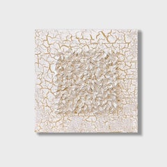 White Abstract Mixed Media Painting, "Omikuji" 2019