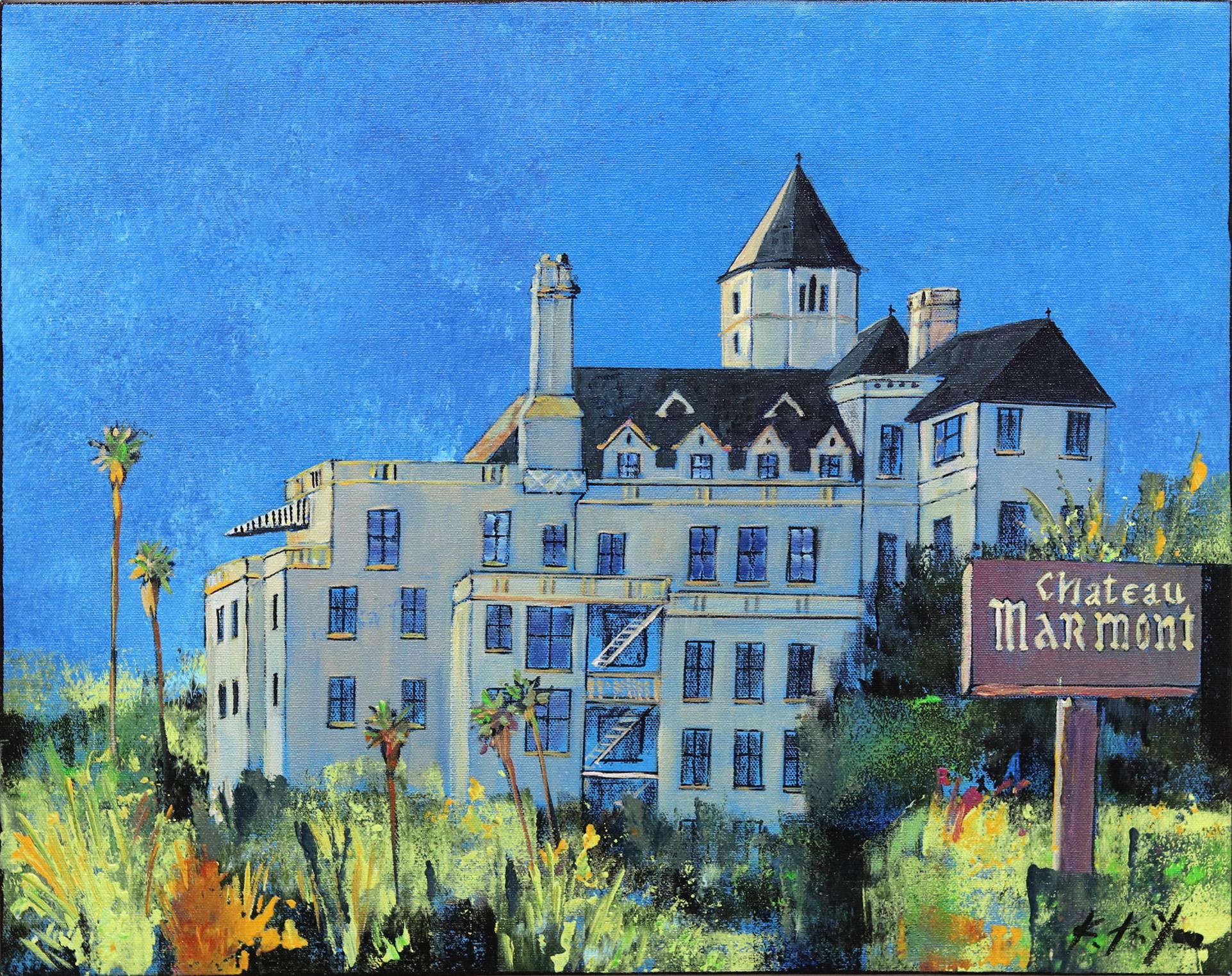 Kathleen Keifer Landscape Painting - Afternoon Light on Chateau Marmont