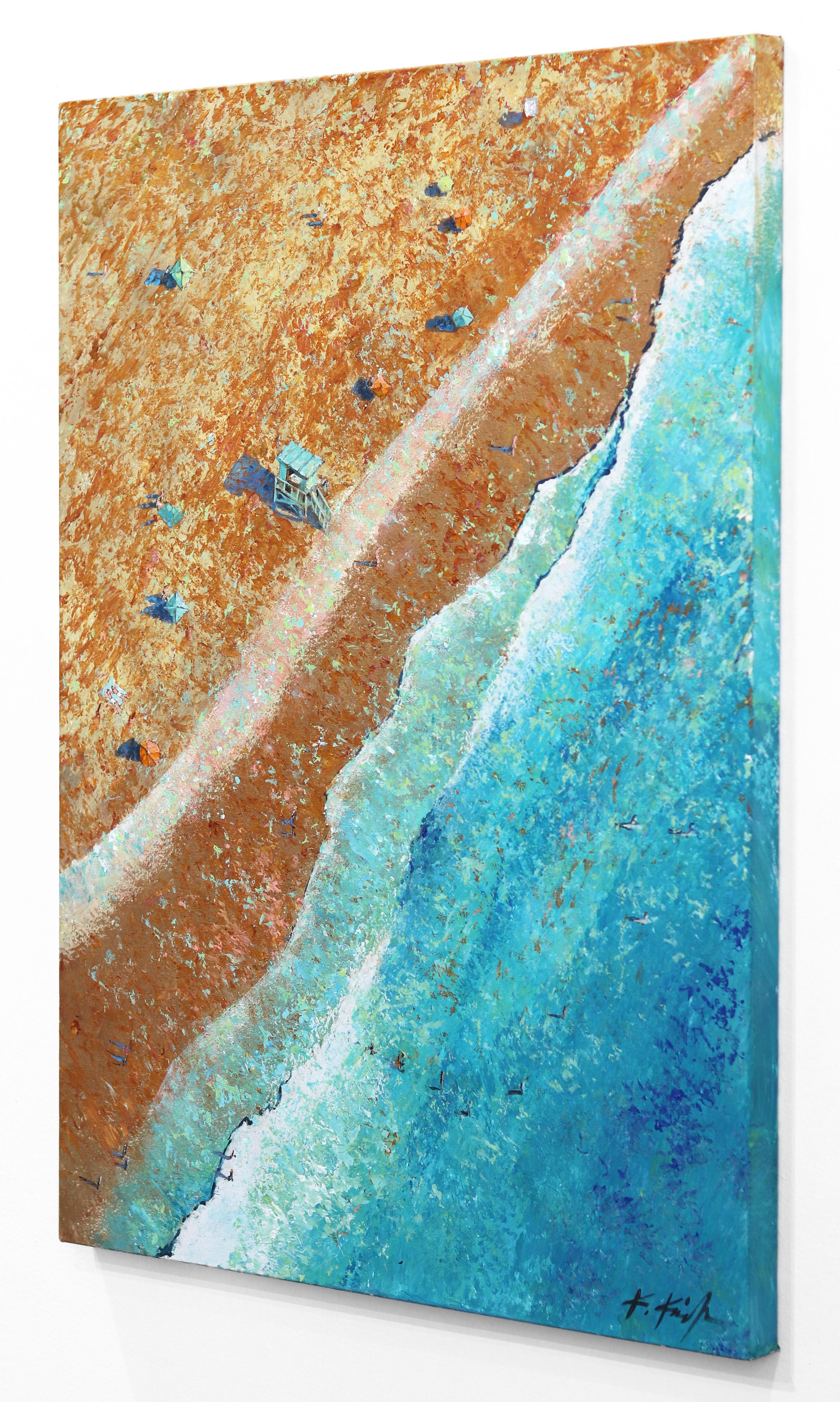 Strand von oben II (Beige), Landscape Painting, von Kathleen Keifer
