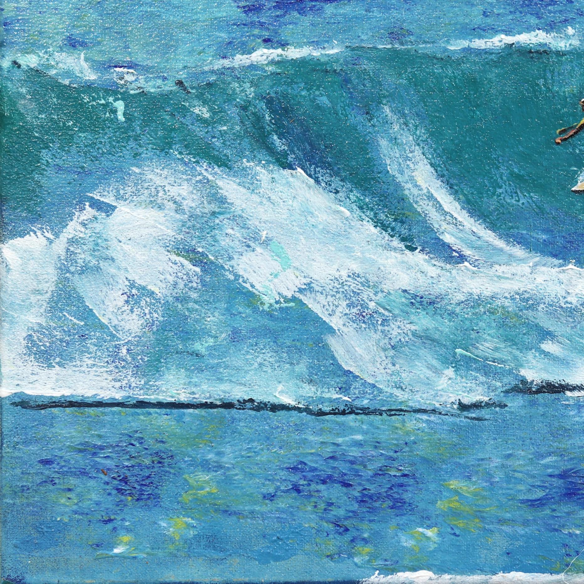 Blue Heaven - Original Surfing the Ocean Wave Painting For Sale 2