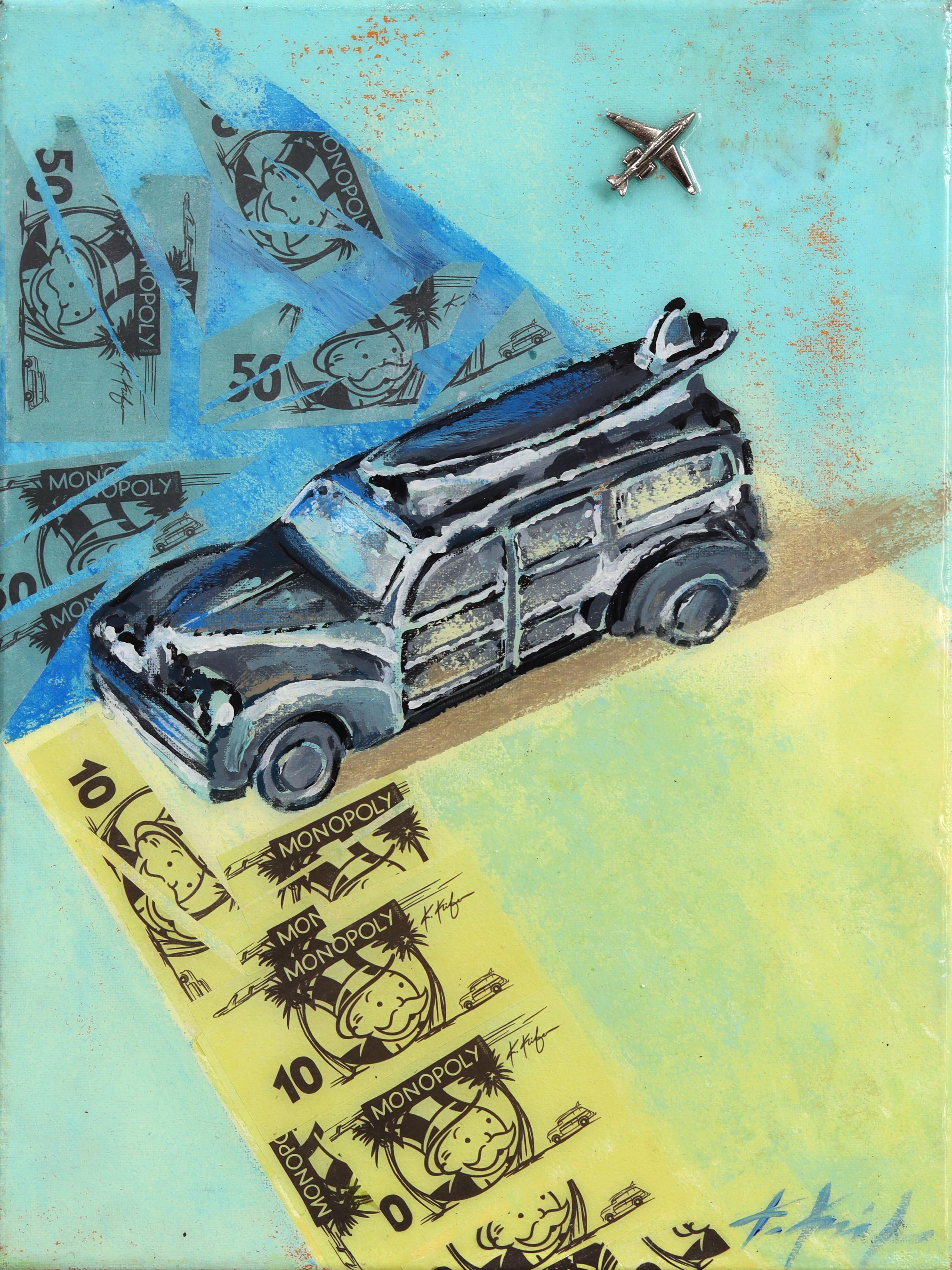 Kathleen Keifer Still-Life Painting - California Dreaming on Route 66 - Original Abstract Still Life Mixed Media Art