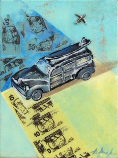 California Dreaming sulla Route 66 - Opera d'arte astratta originale con natura morta, tecnica mista
