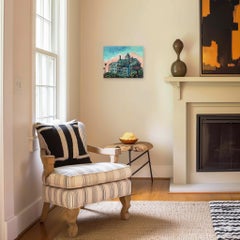 Chateau Marmont Pink Dusk - Original LA Still Life Cityscape Acrylic Painting