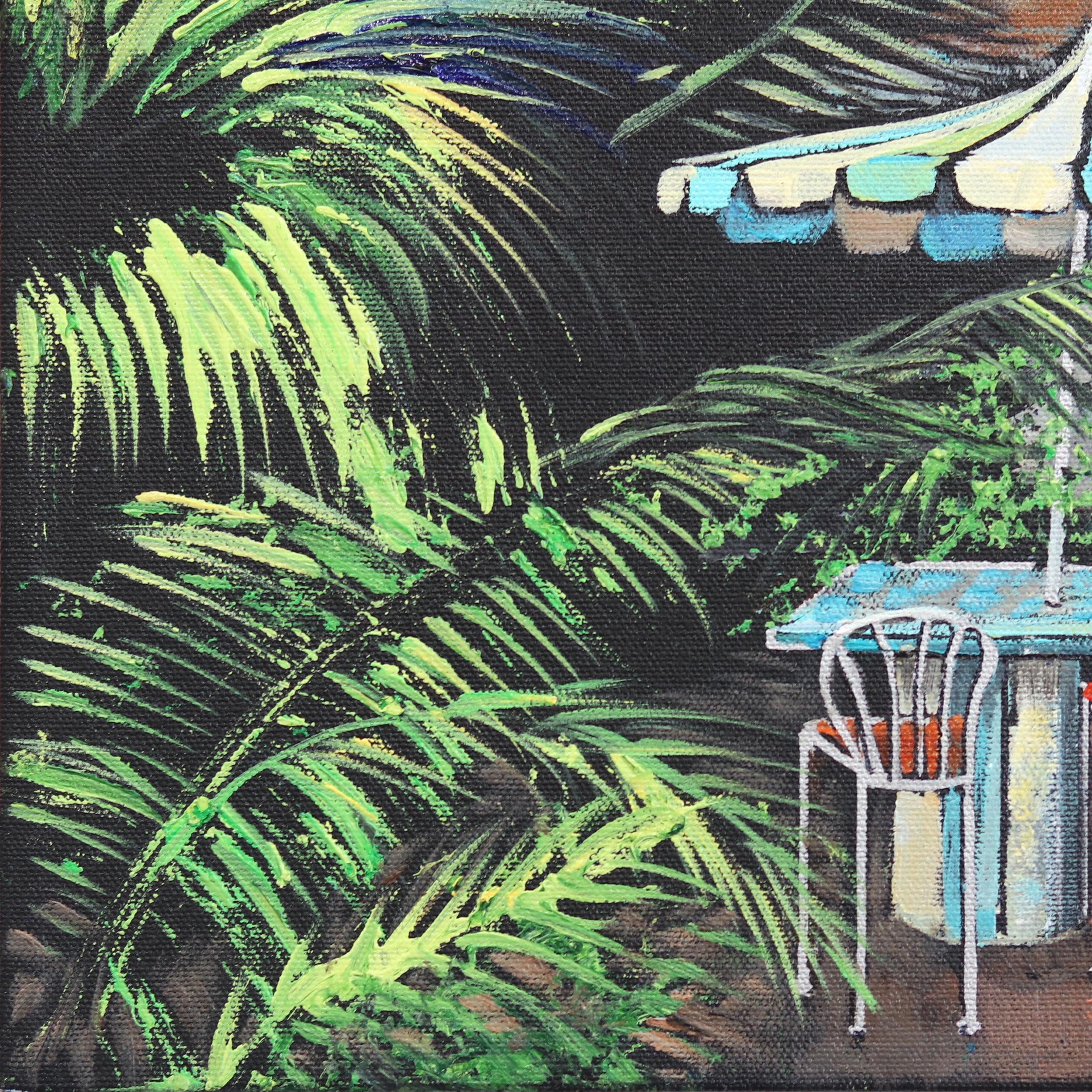 Chateau Marmont junto a la piscina - Pintura original inspirada en la arquitectura de un hotel icónico 2