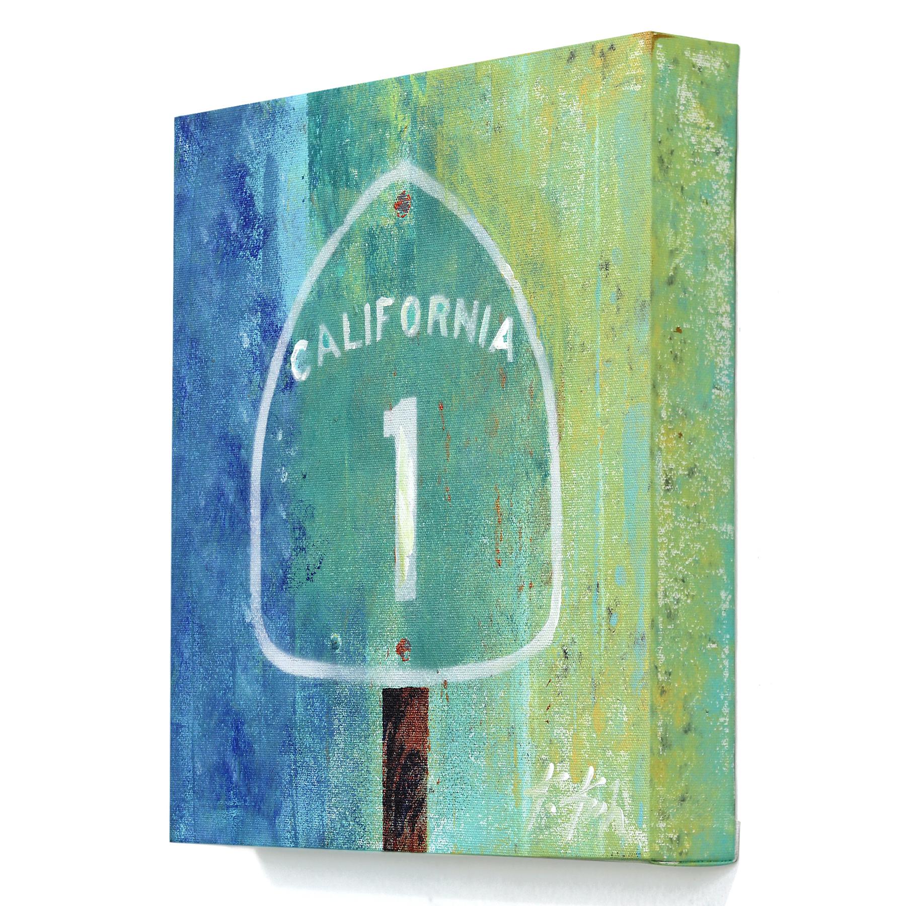Percorso costiero - Quadro di realismo contemporaneo della California - Abstract Painting Blu di Kathleen Keifer