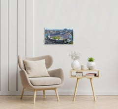 Dodger Stadium - Nature morte au baseball d'I.A., peinture acrylique aux couleurs vives