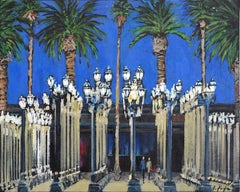 Electric Blue LACMA Lights - Original Abstract L.A. Still Life Acrylic Painting