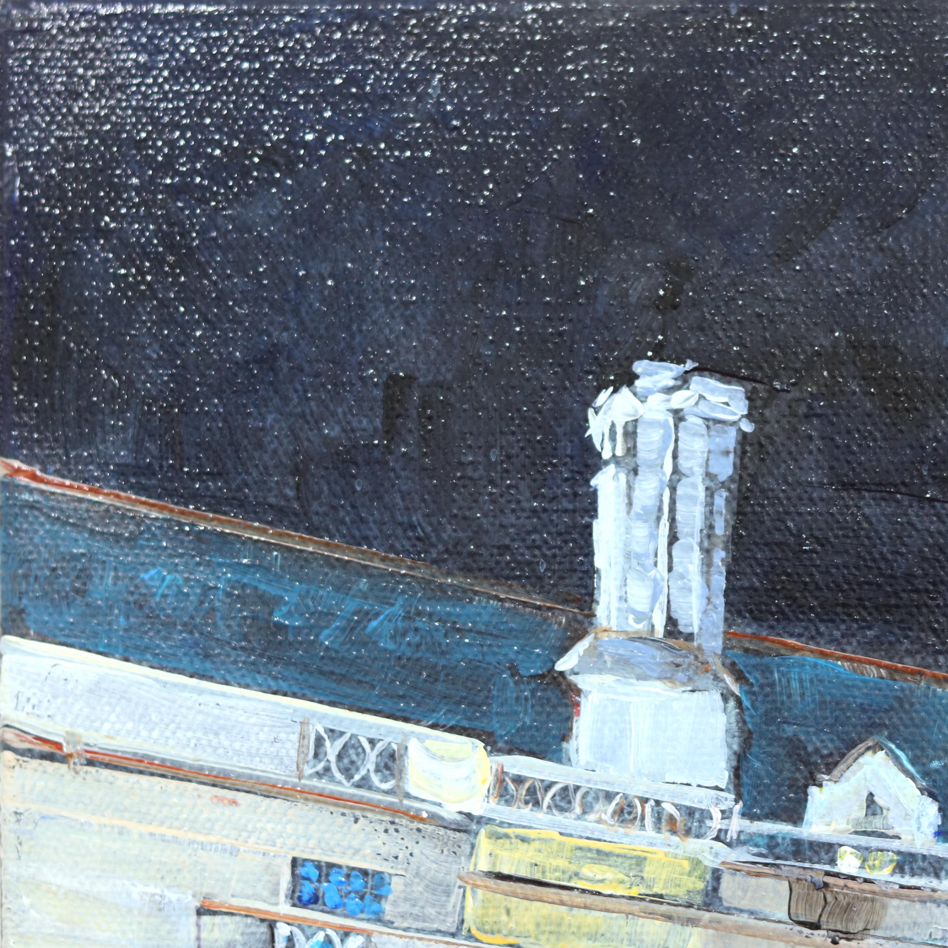 Electric Blues at the Chateau - Nature morte originale d'un hôtel d'Hollywood - Abstrait Painting par Kathleen Keifer