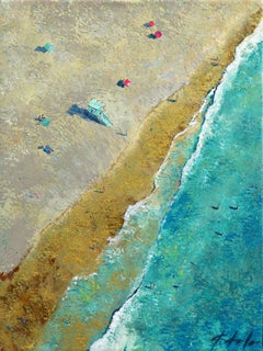 Golden Day - Original Abstract Ocean Beach Still Life Landscape Acrylic Painting