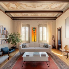 Golden Hour Palm - Gradient Style Abstract Vibrant Still Life Acrylic Painting