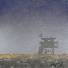 June Gloom -Moody Lifeguard Stand on Beach Original Oceanscape Painting