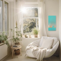 LA Sunrise - Abstract Gradient Beach Scene Teal Tone Still Life Acrylic Painting