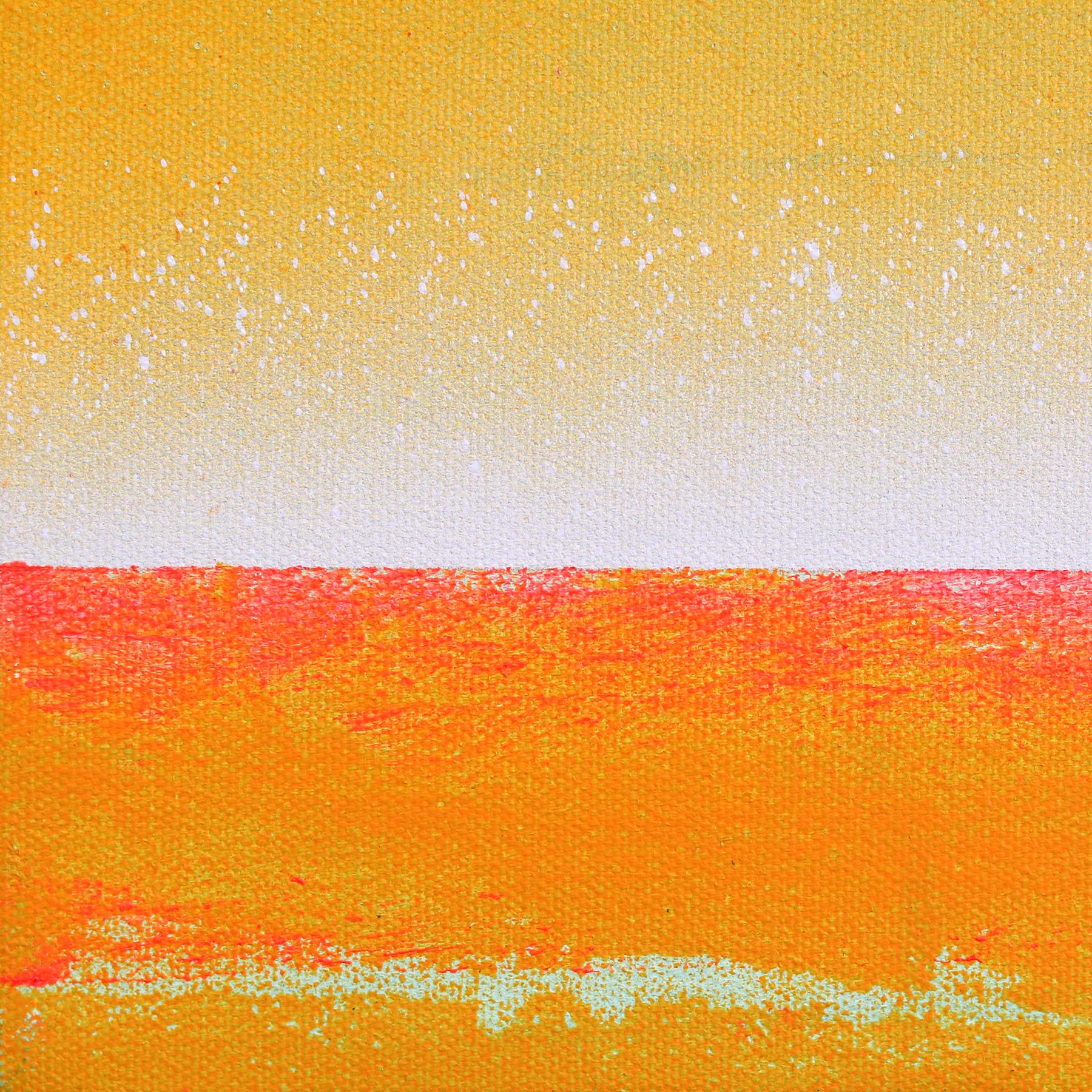 Lala Land II - Orange Vibrant Sunset Lifeguard Stand on Beach - Peinture originale en vente 3