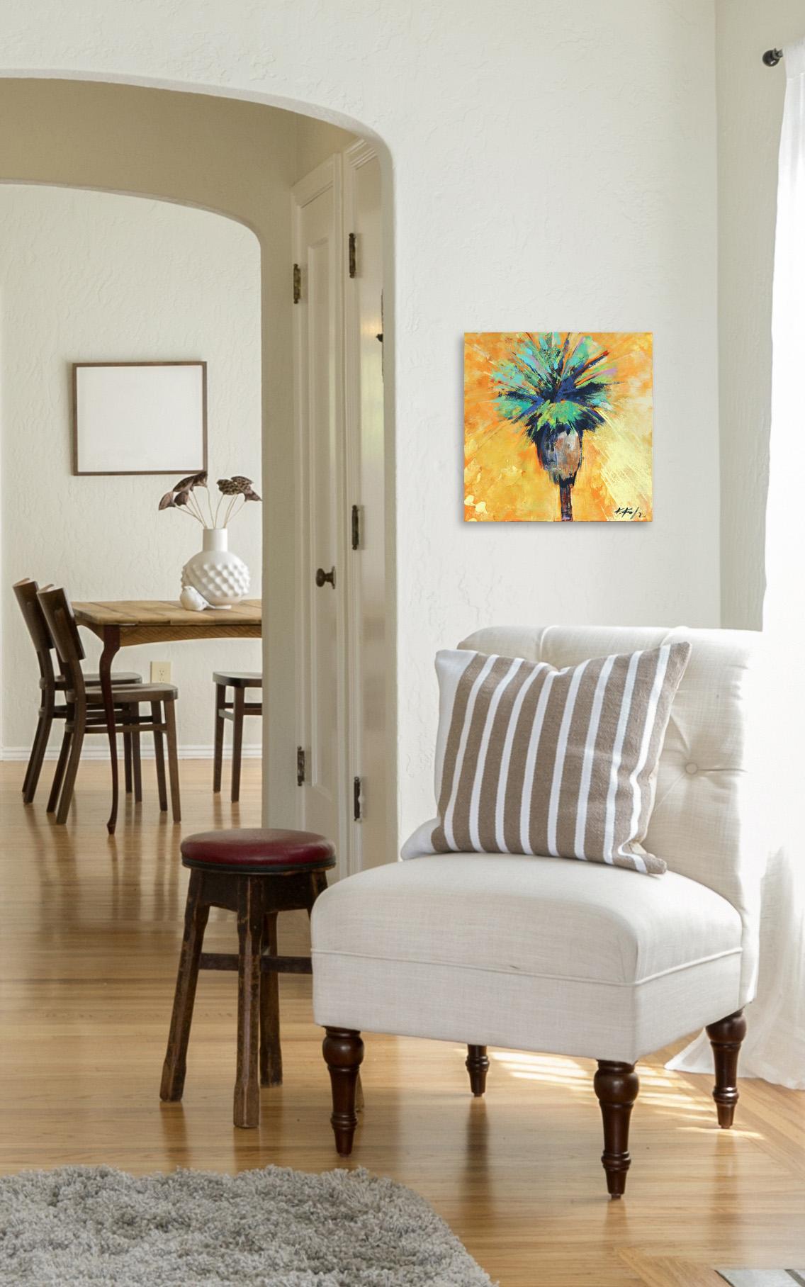 Lemon Sizzle Palm - Abstract Painting by Kathleen Keifer