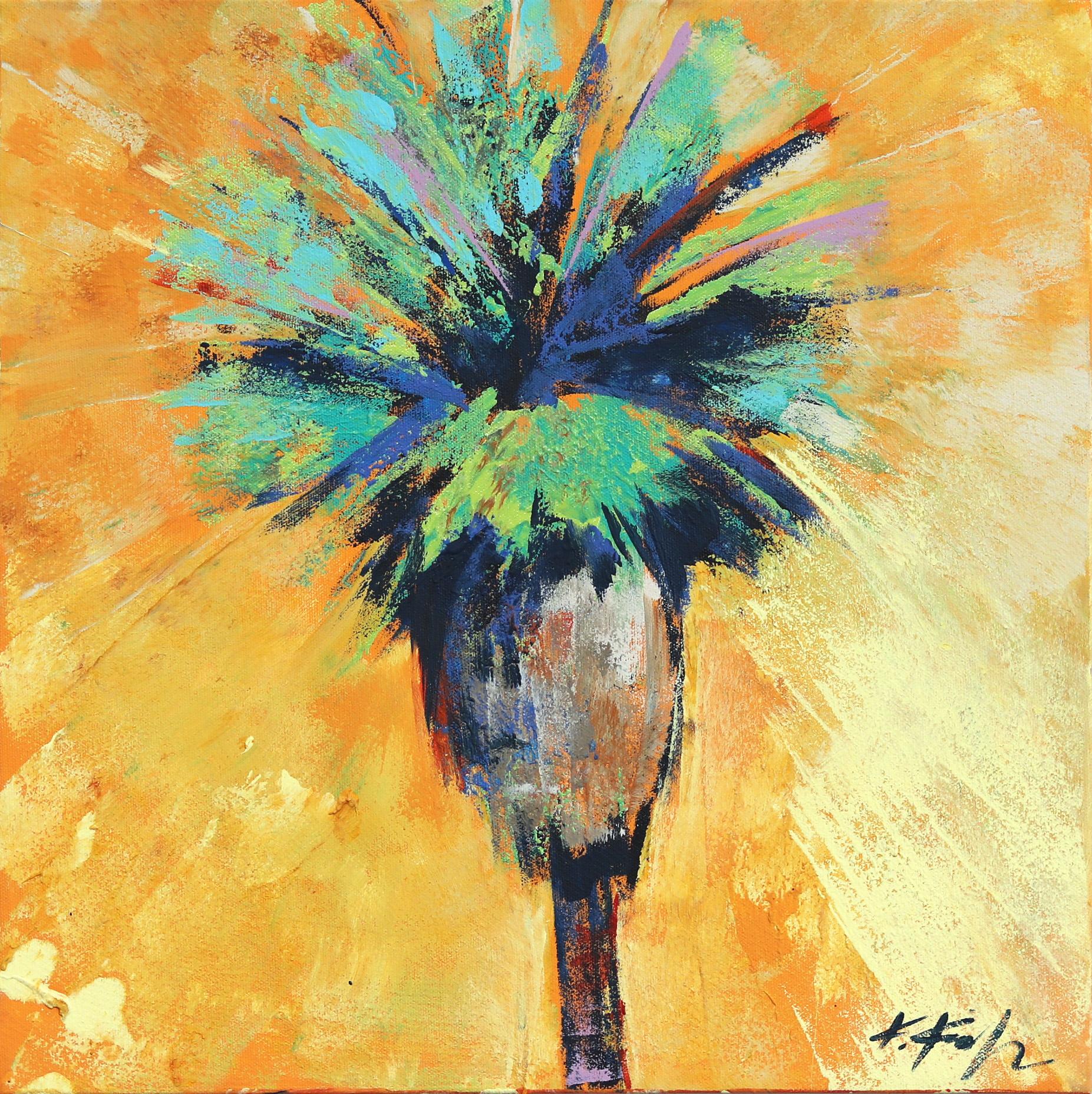 Kathleen Keifer Abstract Painting - Lemon Sizzle Palm