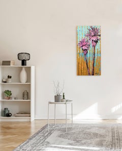 Lollipop Palms - Landscape Original Artwork Pink Palm Trees
