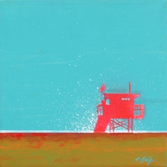 Lover Summer - Lifeguard Stand on Beach Original Oceanscape Painting