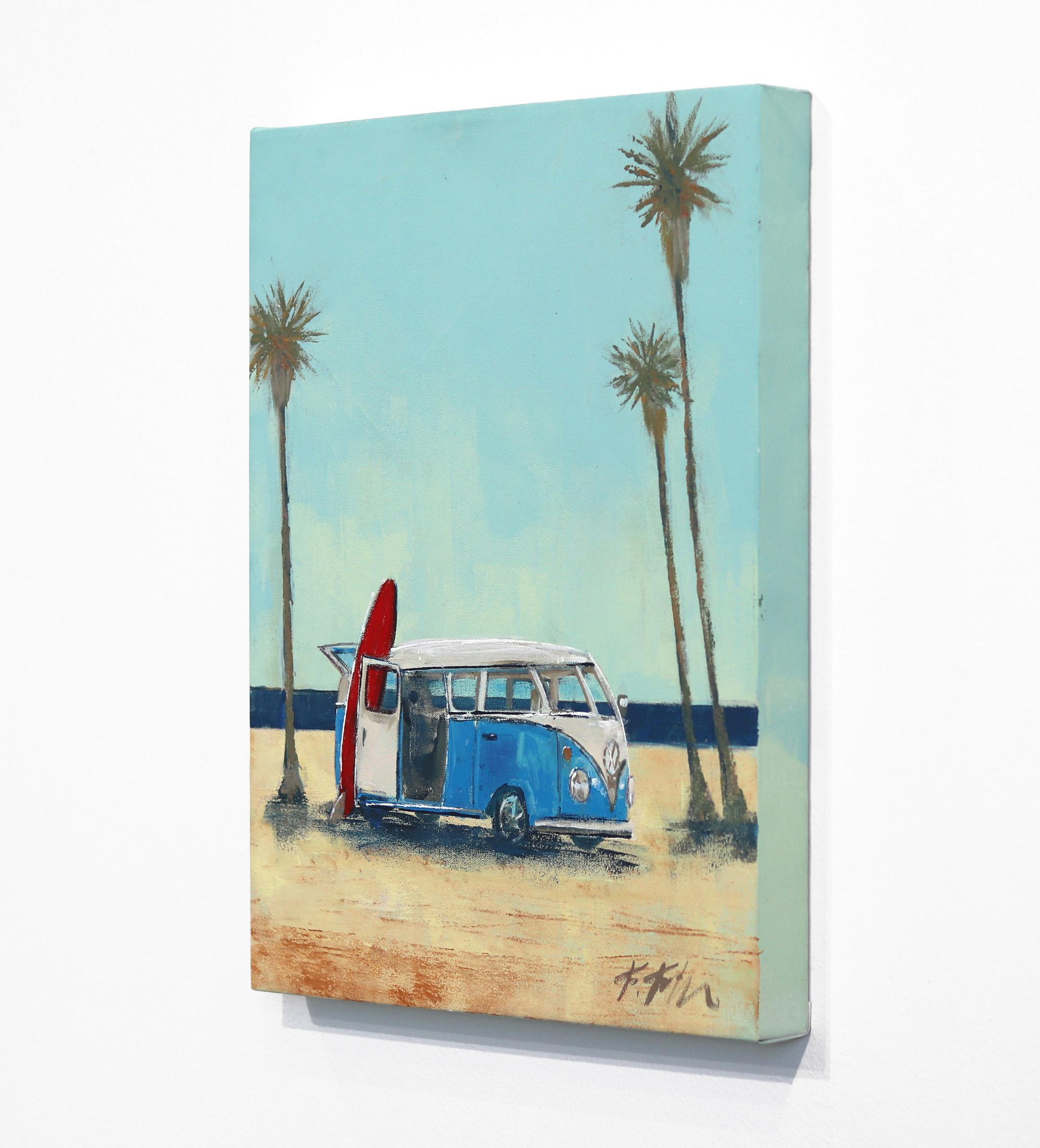 Monopoly VW Van - Gray Abstract Painting by Kathleen Keifer