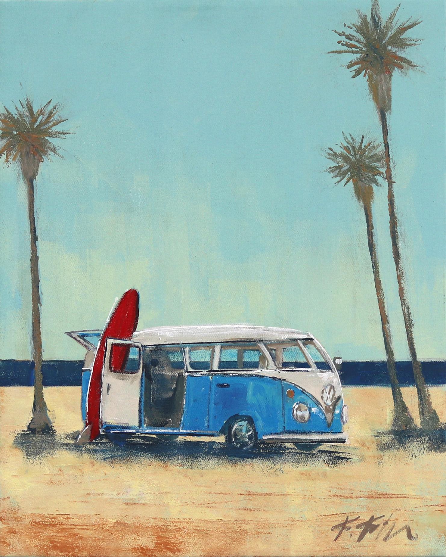 Kathleen Keifer Abstract Painting - Monopoly VW Van