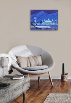 Palm Springs Airport - Original Blue Landscape California Artwork