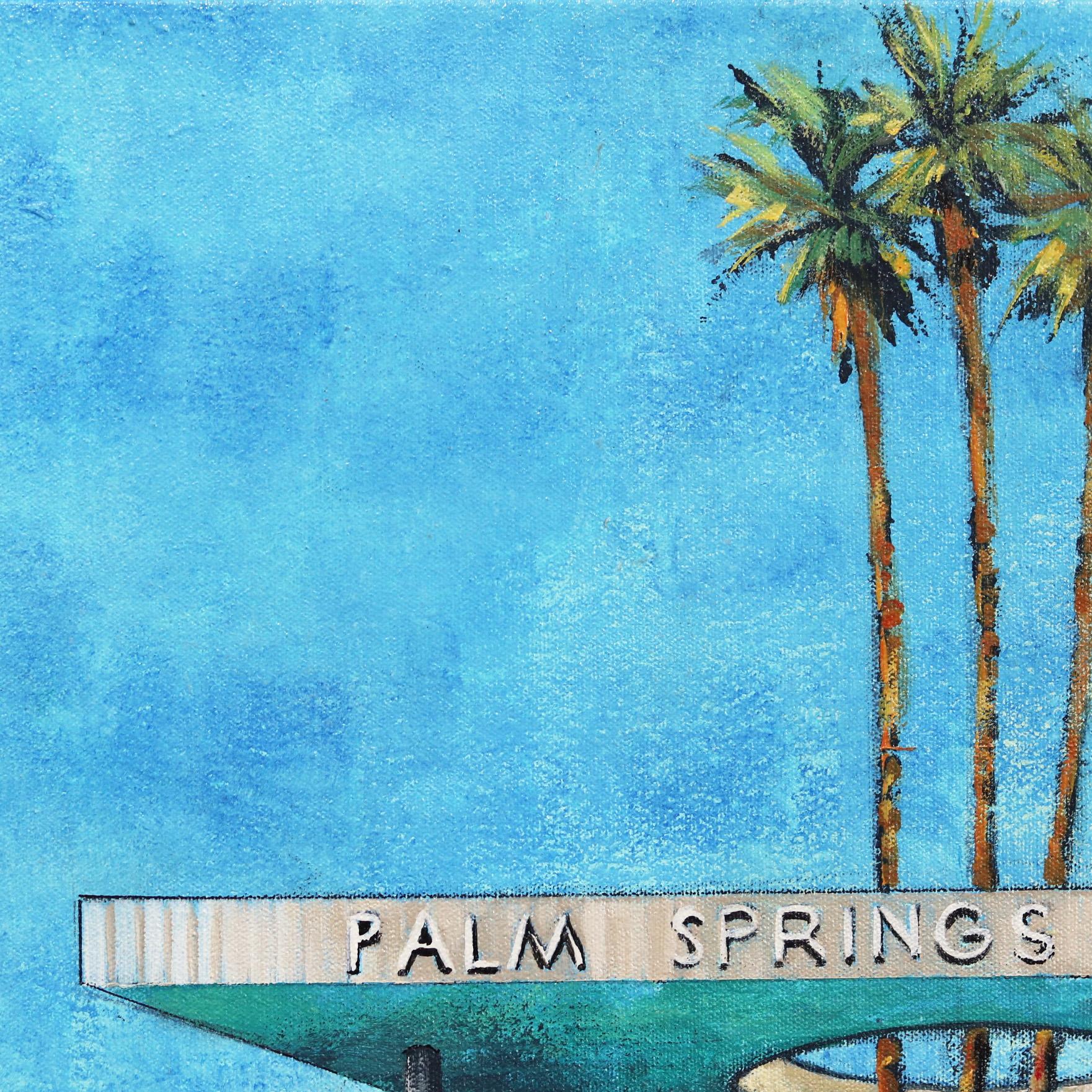 City Hall de Palm Springs - Impressionnisme américain Painting par Kathleen Keifer