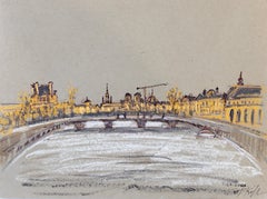 Studio a pastello 1 - Opera originale di architettura e paesaggio su carta a olio