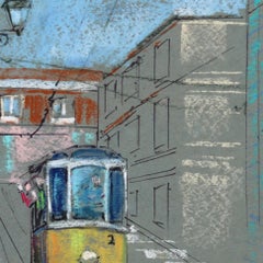 Pastel Study 2 - Original City Train Still Life Oil Pastel Artwork on Paper