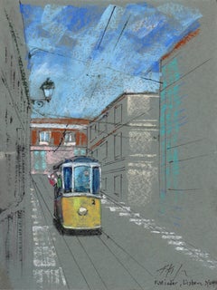 Pastel Study 2 - Original City Train Still Life Oil Pastel Artwork on Paper