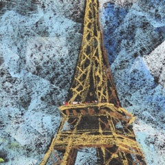 Pastel Study 5 - Blue Tone Paris Eifel Tower City Still Life Painting on Paper