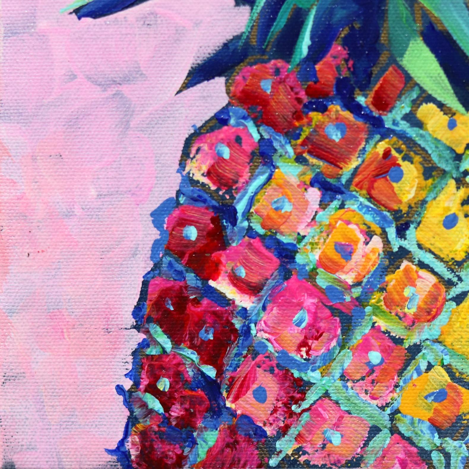 Pineapple Pink - Gray Still-Life Painting by Kathleen Keifer