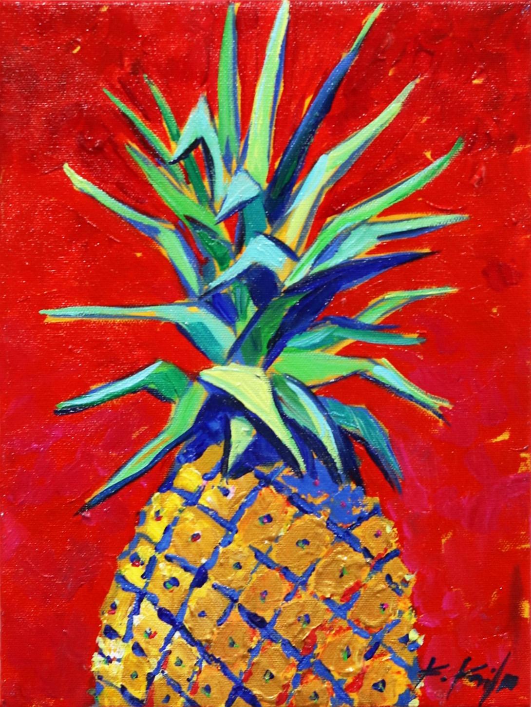 Kathleen Keifer Still-Life Painting - Pineapple Red