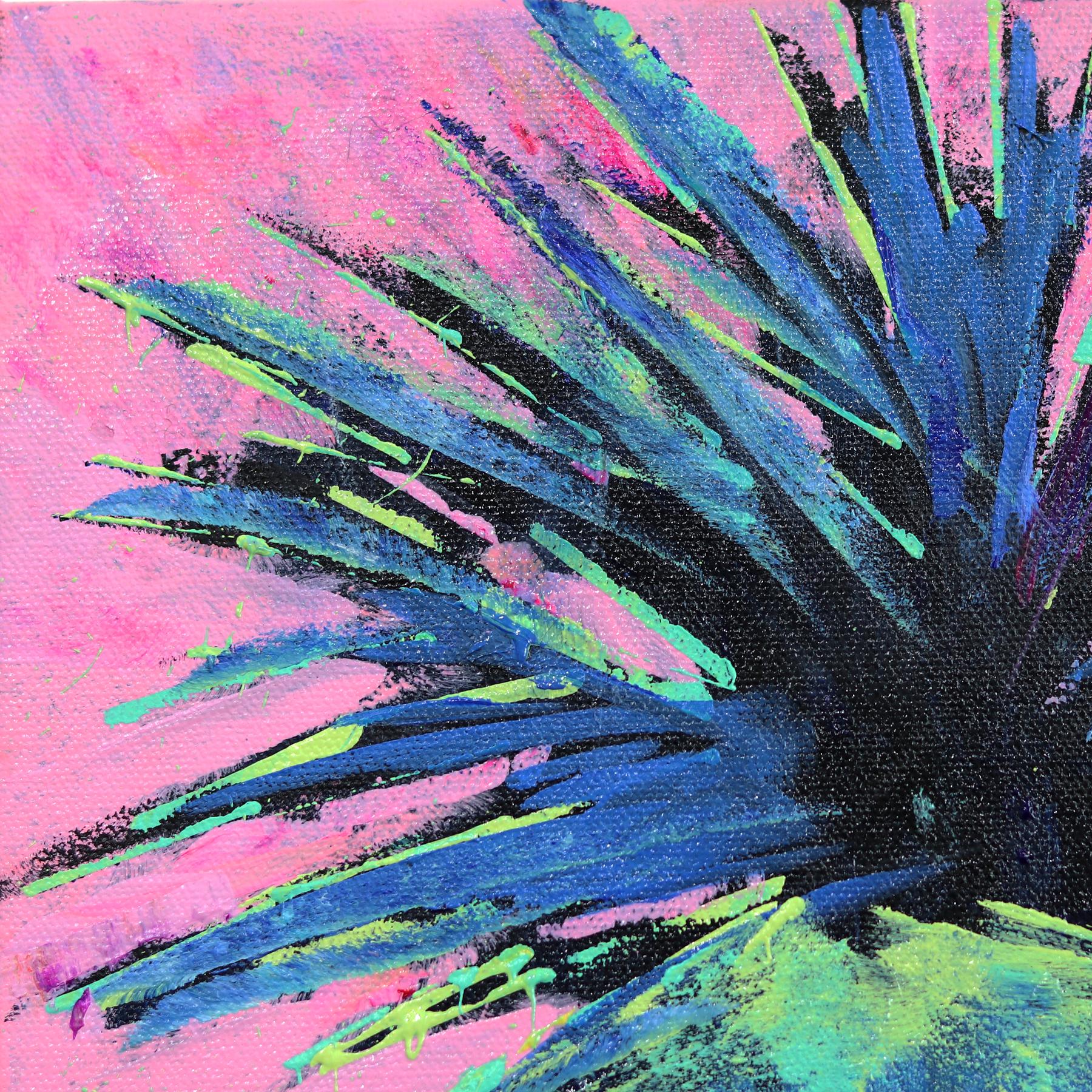 Palme rose - Peinture originale d'inspiration de plage vibrante - Abstrait Painting par Kathleen Keifer