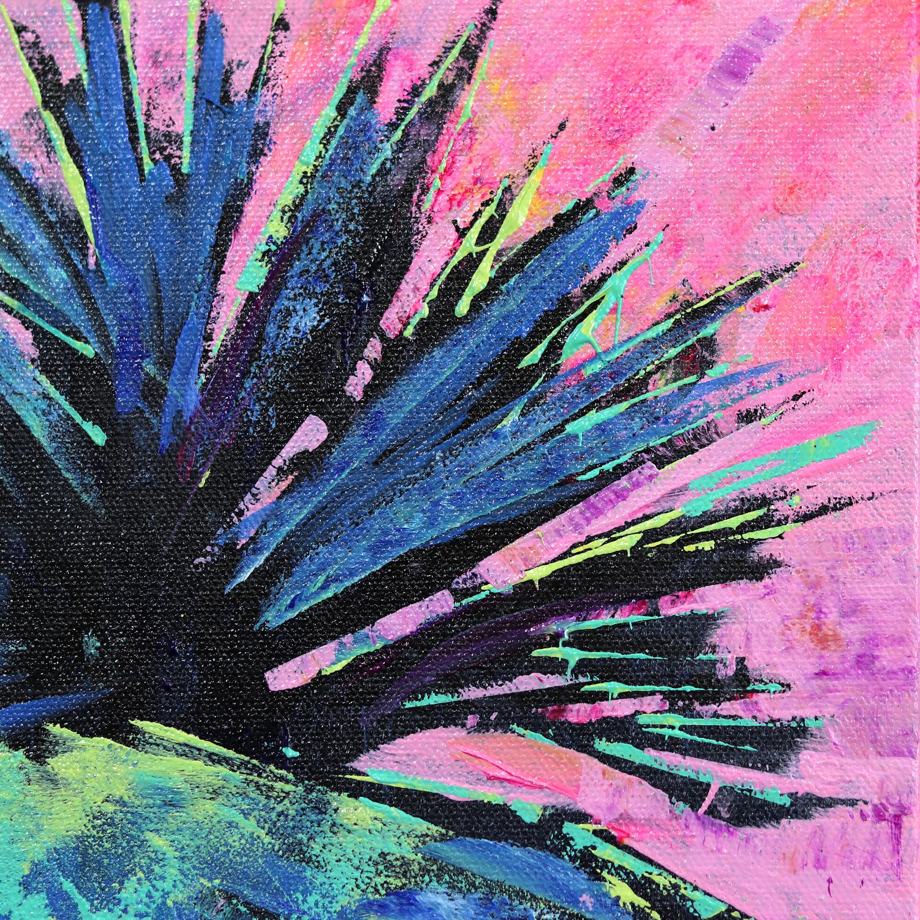 Pink Palm - Original Vibrant Beach Inspired Painting For Sale 3