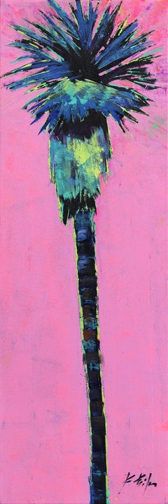 Used Pink Palm - Original Vibrant Beach Inspired Painting