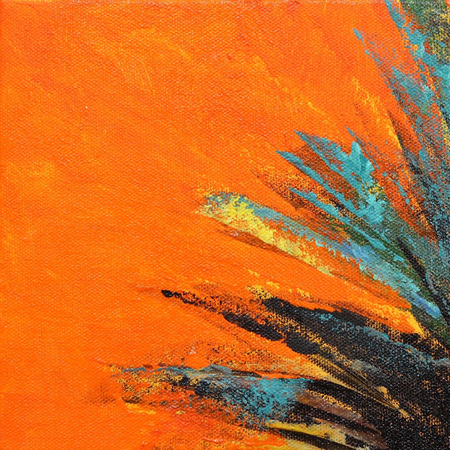 Ramatazz - Palmera sobre Naranja Pintura Pop Art Original - Painting impresionista estadounidense de Kathleen Keifer