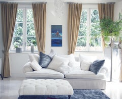 Romance at Hotel Del Coronado - Landscape Blue Original Acrylic on Canvas