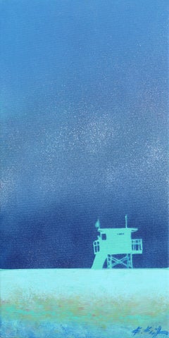 Salt Air - Abstract Blue Tone Inverted Beach Scene Still Life Acrylic Painting