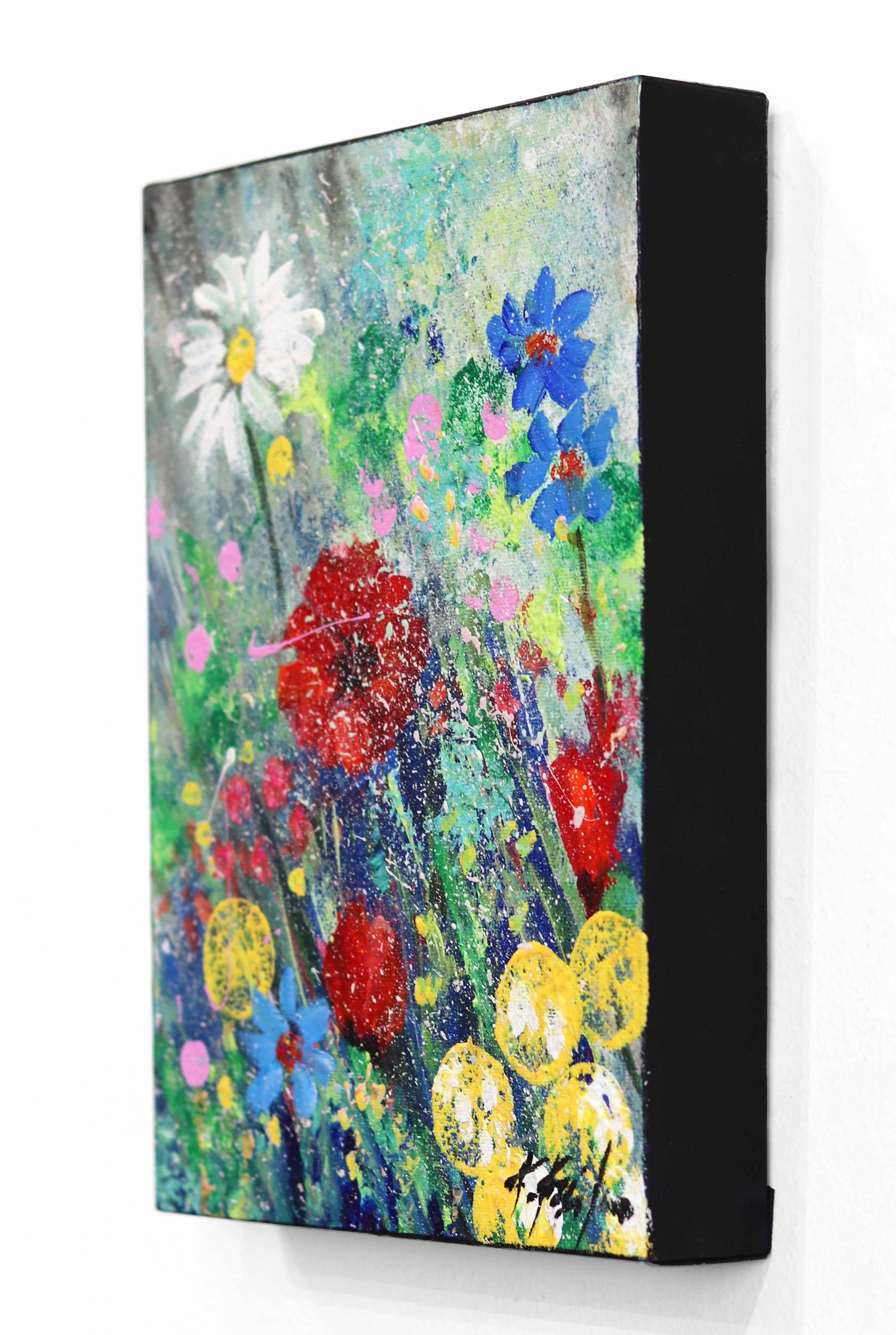 La renaissance du printemps - peinture florale abstraite vibrante - Gris Abstract Painting par Kathleen Keifer