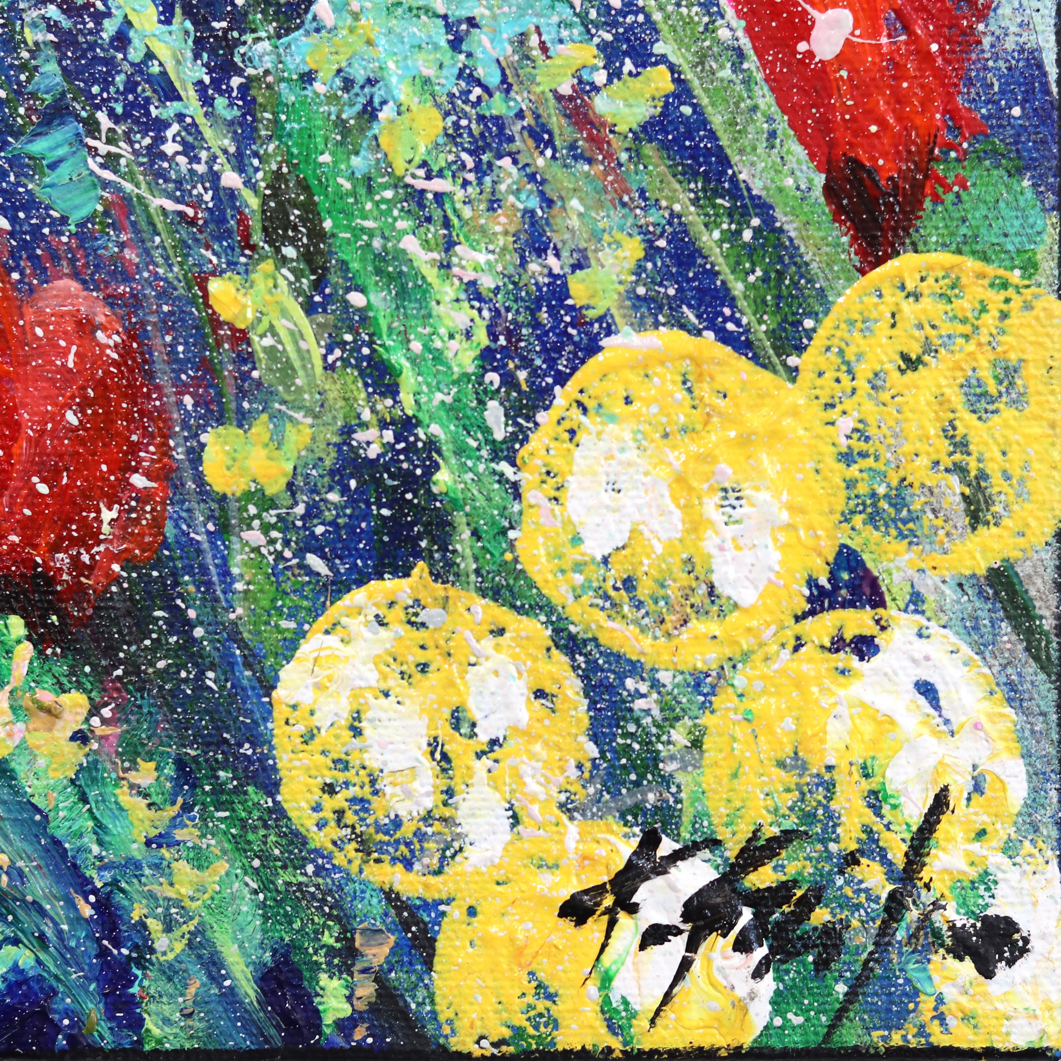 La renaissance du printemps - peinture florale abstraite vibrante en vente 3
