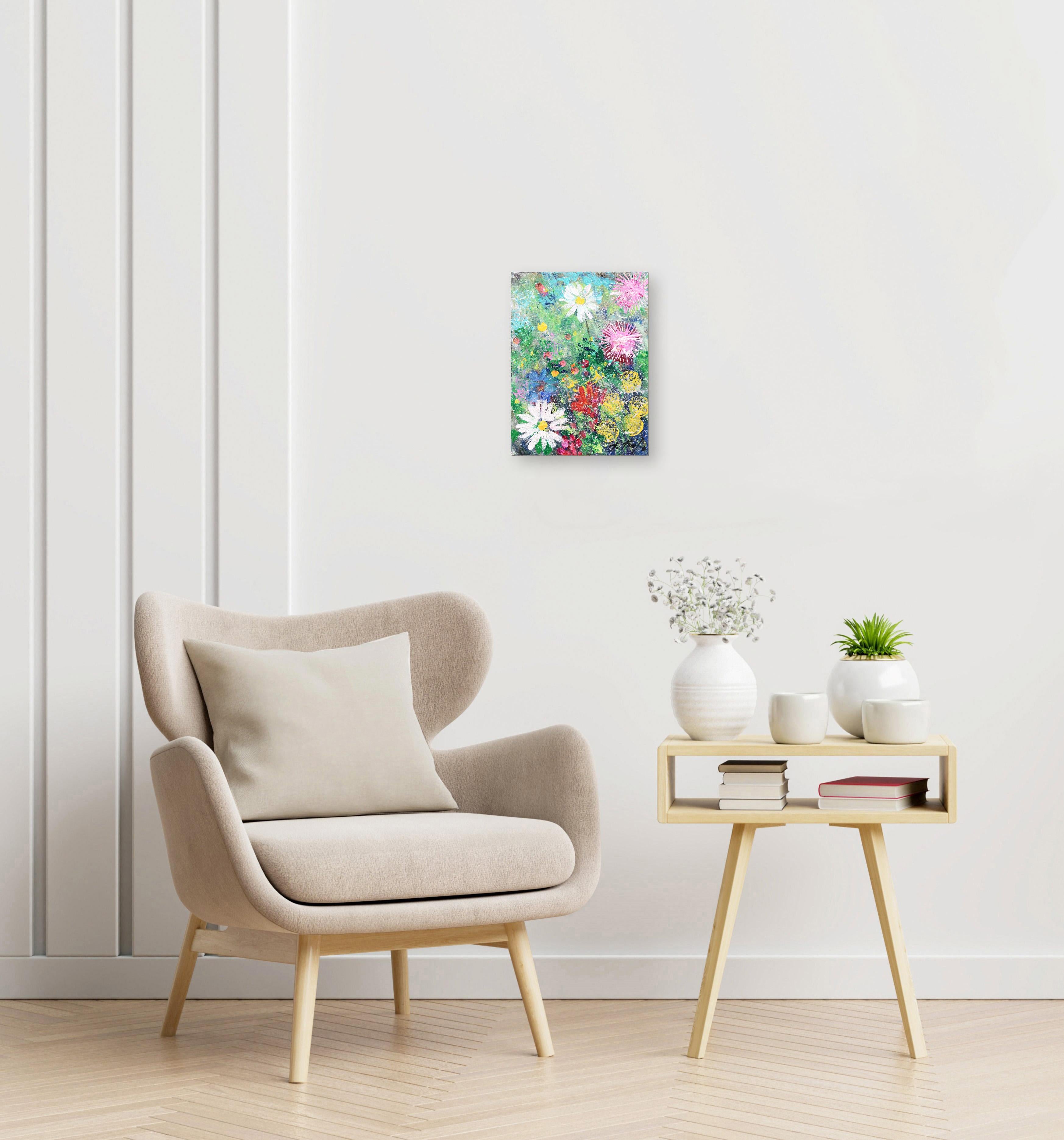 Spring Dew - Vibrant Abstract Floral Painting For Sale 4