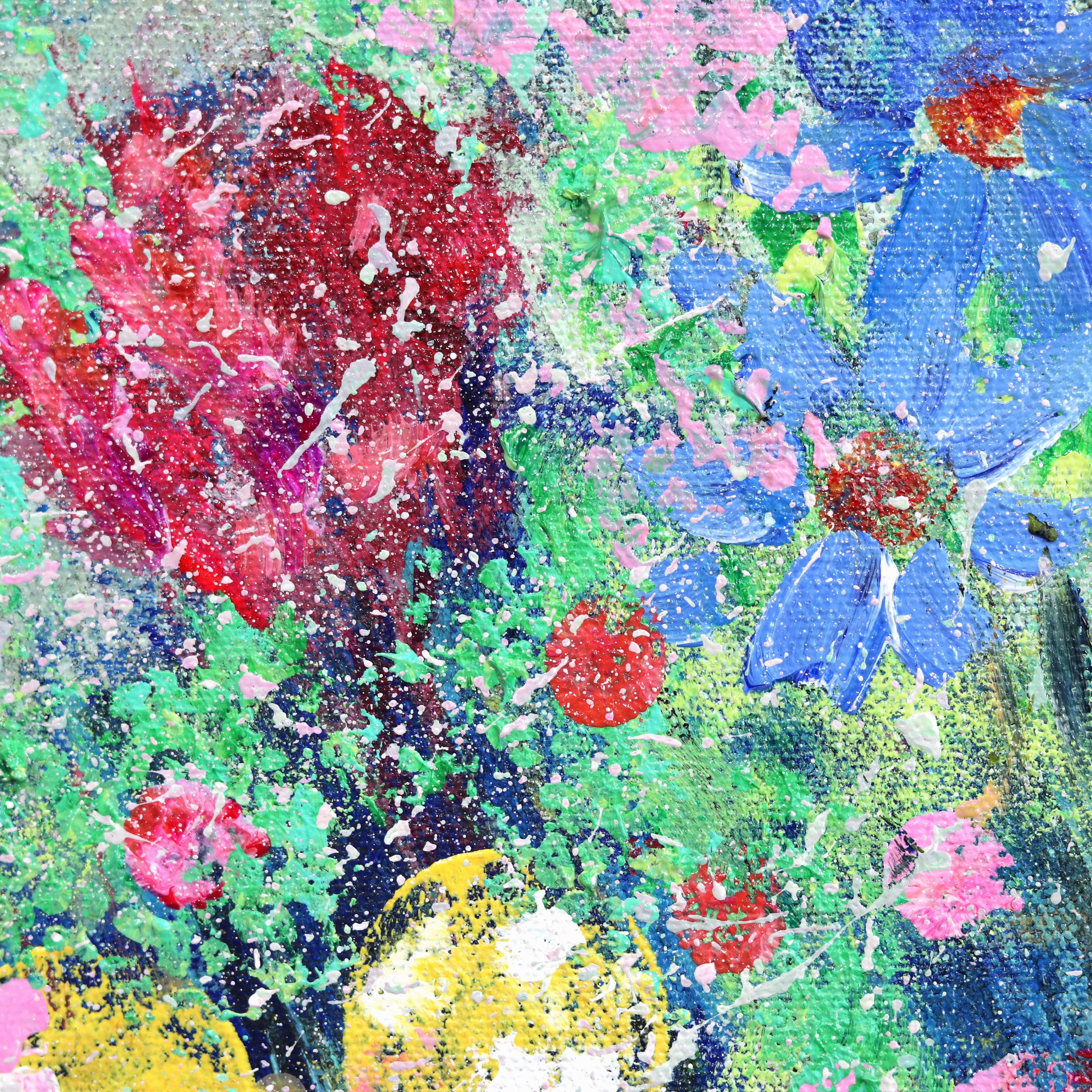 Spring Mist – lebhaftes abstraktes geblümtes Gemälde im Angebot 5