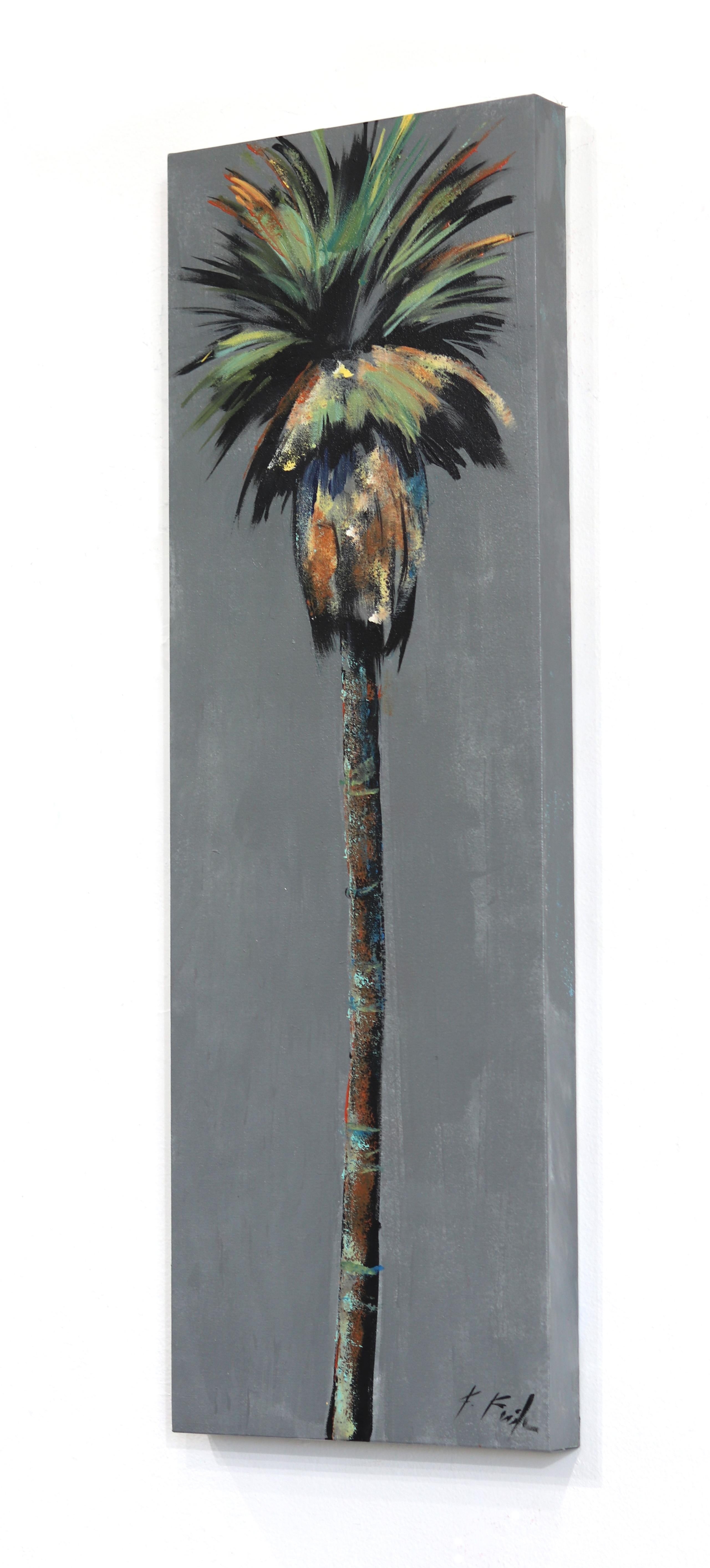 Stormy Palm - Original Dark Beach Inspired Painting For Sale 1