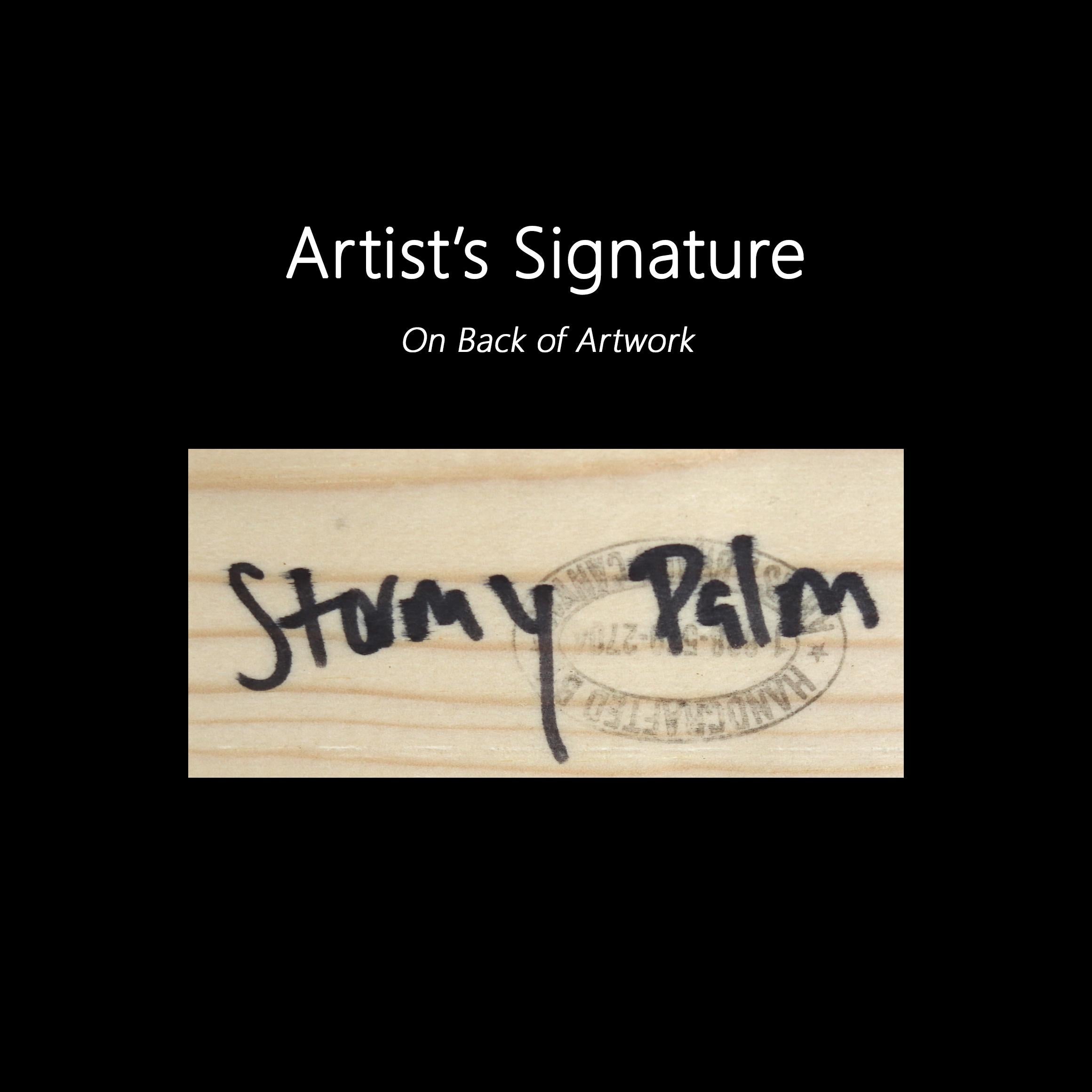 Stormy Palm - Original Dark Beach Inspired Painting For Sale 6